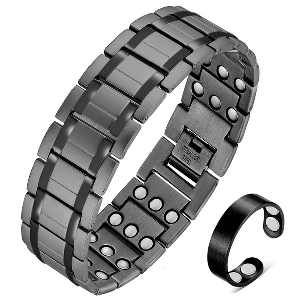 Vicmag 3 x Magnetic Bracelet Men, Lymphatic Drainage Pure Titanium