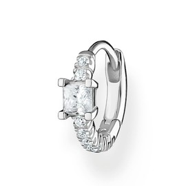 Thomas Sabo Single Creole Earrings with Stones 925 Sterling Silver CR691, Sterling Silver, No Gemstone