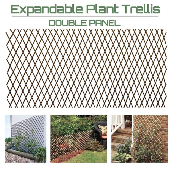 LANDGARDEN Expandable Garden Trellis Plant Support Willow Lattice Fence Panel