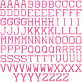 104 Pieces Iron on Letter Patches, Alphabet Applique Patches or Sew on Appliques with Embroidered Patch A-Z Letter Badge Decorate Repair Patches for Hats, Shirts, Shoes, Jeans, Bags (Pink)