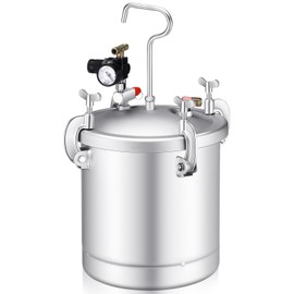 Blulu 10 L/ 2.5 Gallon Pressure Pot Paint Tank Spray Tank, Heavy Duty Solid Steel, Clamp on Lid, Regulator & Pressure Gauge Suitable for Epoxy Resin Casting Large Volume Painting and Auto Body Shop