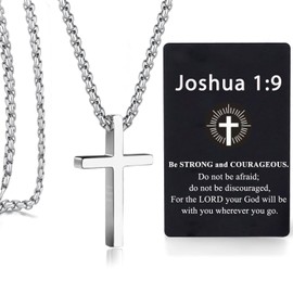 Jixugaud Teen Boy Gifts Cross Necklace Men Baptism Christian Confirmation Easter Basket Stuffers Valentines Christmas Birthday Gift Ideas for Teens Teenage Boys Kids Son 8 10 12 13 16 18 Year Old