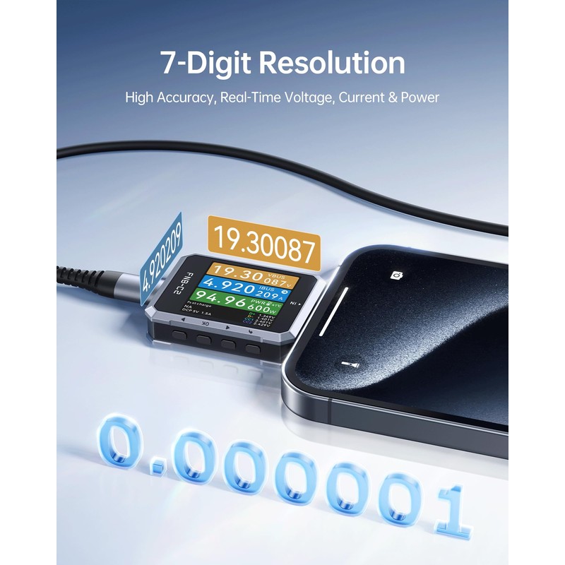 FNIRSI FNB-C2 PD3.1 USB-C Tester 240W, Bi-Directional, E-Marker Reader