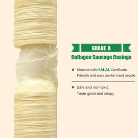 FAIRSKY Edible Drying Sausage Casing,Clear Smoked Collagen Sausage Casings for Flavorous Homemade Sausages 14m/46ft, Diameter 28mm/ 1 1/8'',1 Roll