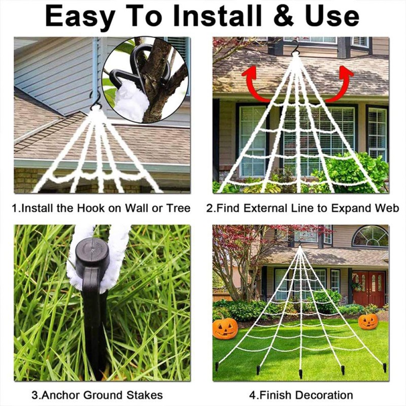 Feelava Giant Spider Web Halloween Spider Decorations,Halloween Decor Haunted House