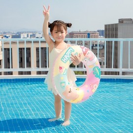Cute Pink & Colorful Inflatable Children's Swimming Ring (Free Size) Girl + 60 [2-4 Years Old] 30ea