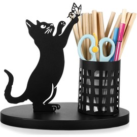 Cat Pen Holder for Desk,Metal Pen Holder,Makeup Brush Pen Cups,Organizer Pen Cup,Desk Accessories,Office Organizer Pot,Pen Stand Holder,Storage Pen Container