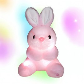 unsnurnoch 9.8'' Pink Light-Up Bunny Plush Toy, Soft Glowing Night Light Rabbit Stuffed Animal for Kids, Cute Bedtime Companion, Home Decor, Surprise Gift for Girls Boys, Easter, Birthday, Christmas