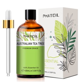 Australian Tea Tree 3.38fl.oz Essential Oil, PHATOIL Pure Aromatherapy Oils for Diffuser, Humidifier, Perfect for DIY Soap, Candle, Bath Bombs Making(100ml)