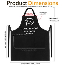 Boyigog Cooking Aprons for Men with Pockets, Funny Cooking Adjustable Aprons, Cooking Gifts for Men Father Friends, Home Kitchen, Birthday Party, BBQ Grilling, Outdoor Cooking Apron (Black A)