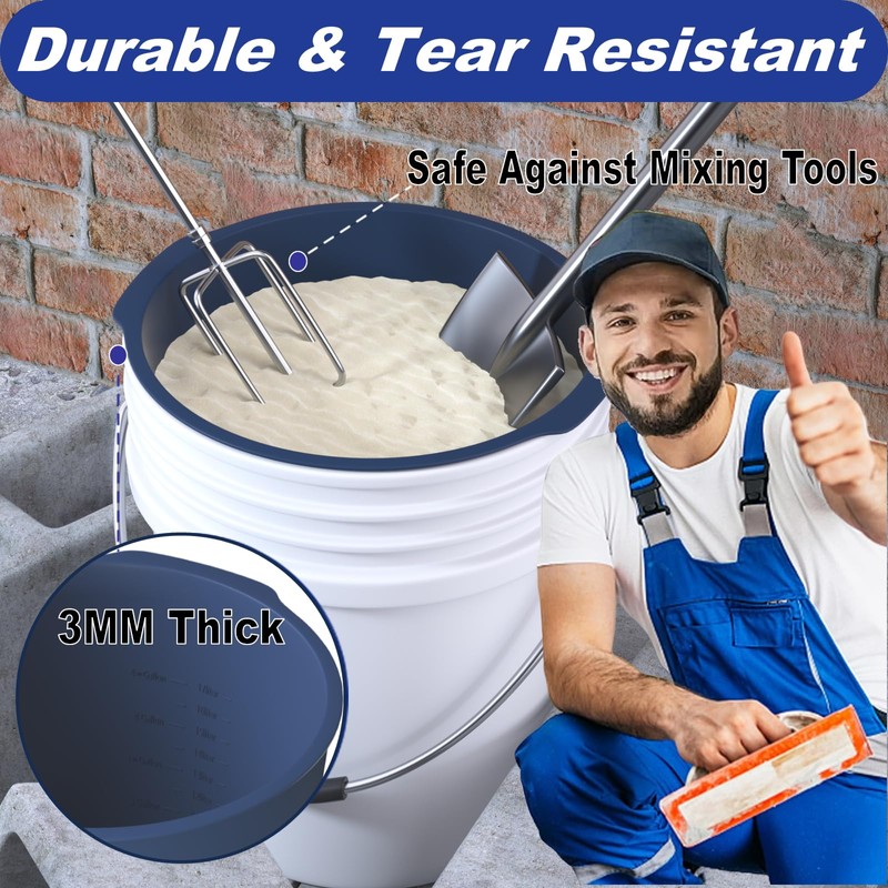 5 Gallon Reusable Bucket Liner, Leakproof Concrete Tools Durable Silicone
