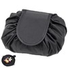 Black Lazy Drawstring Makeup Bags, Travel Portable Cosmetic Bag, Multifunctional