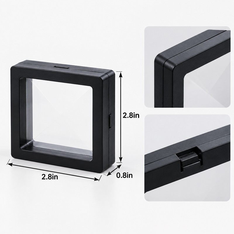 Clear Floating Display Cases for Jewelry, Coins, Gemstones & Collectibles