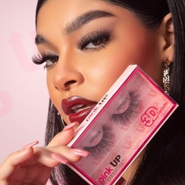 PINK UP | 3D Eye Lashes | Pestañas Postizas | Fibras de cabello sintético | Se adaptan perfecto a la forma de los ojos | Reutilizables | Modelo Merida | PKPES08