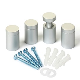 TOPNIKE Sign Standoff 3/4"x 1", Store Sign Holders Screws, Standoff Mounting Hardware, Silver Aluminum, for Acrylic, Glass, PVC, Glass Panel, Wood, Pack of 4