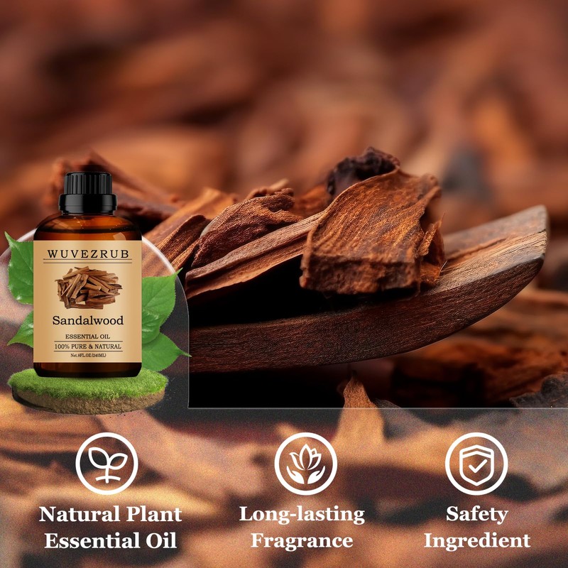 Wuvezrub Sandalwood Essential Oils 240ML, Pure Sandalwood Essential Oil for