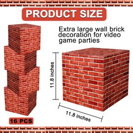 Mototo 16 Pieces 11.8 Inch Video Game Brick Boxes Red Brick Box Brick Party Favor Box Brick Boxes Cardboard for Brick Comic Theme Party Video Game Party Favor Christmas Decorations (16 PCS)