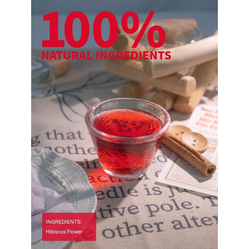 TeeLux Hibiscus Tea Bags, Premium Natural Hibiscus Flowers Tea, Caffeine