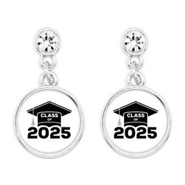 Class of 2025 Silver Cap Hat Lydia Earrings Jewelry Gift Graduation Graduate