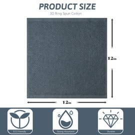 Nialnant 20 Pcs Kitchen Towels,100% Cotton Dish Cloths for Washing Dishes,Soft Dish Towels for Kitchen,Quick Drying Kitchen Cleaning Rags,12x12 Inches,Grey