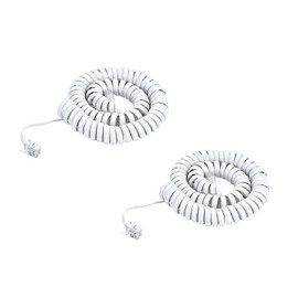 Telephone Cord, Phone Cord Works with All Corded Landline Phones,Handset Cord, Universally Compatible,for Use in Home or Office, Telephone Accessory, White, 2 Pack