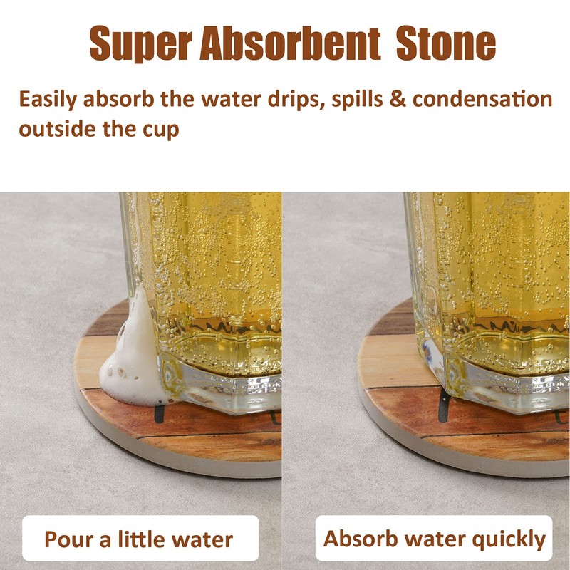 Adorever Coasters for Drinks Absorbent with Holder, 6 Pcs Ceramic