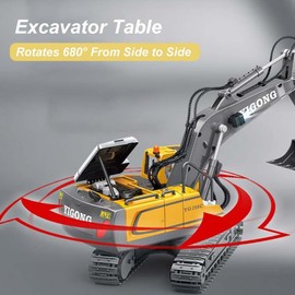 Ezweiji Remote Controlled Excavator, 11 Channel Remote Controlled Excavator Construction Vehicle Toy 1:20 Fully Functional RC Caterpillar Vehicle with Light and Sound Effects (Remote Controlled