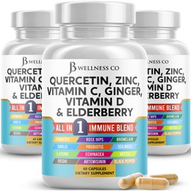 JB Wellness Co Quercetin Zinc Vitamin C Vitamin D Bromelain Elderberry - Nettle Supplement with Artemisinin, Sea Moss, Echinacea - 180 Count