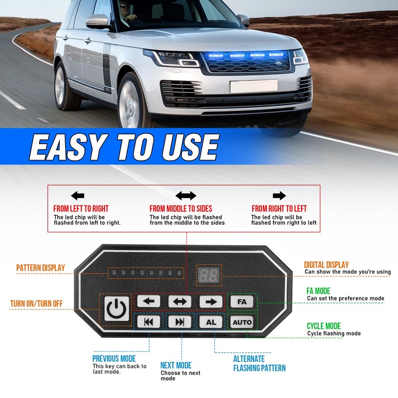 I LITTON Blue Flashing Strobe Lights for Vehicles, 24V 12V