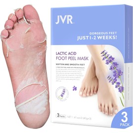 Maschera Esfoliante Piedi, 3 paia JVR Acido Lattico Maschere Peeling Feet, riparazione tallone ruvido, rimozione della pelle morta, desquamazione di calli (Lavanda)