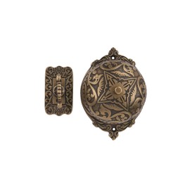 STALLION HARDWARE Antique Brass Twisted Door Bell with Vintage Decorative Door Chime Mechanical Easy to Use Victorian Style