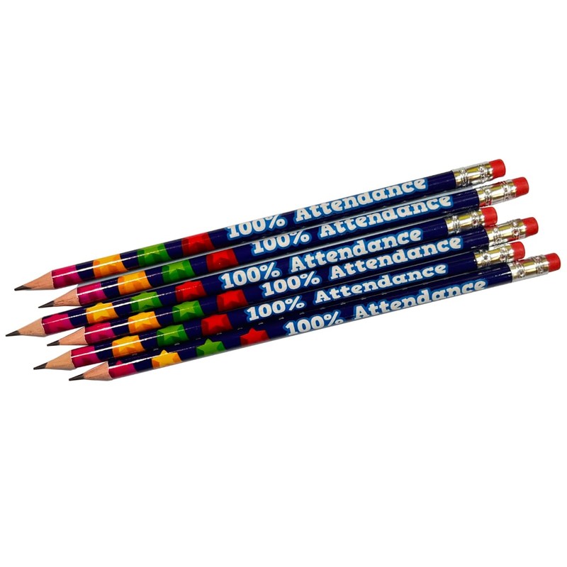 12 100% Attendance Rulers and Pencils Bundle School Reward Resource