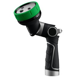 RESTMO 2-IN-1 Garden Hose Nozzle, Heavy Duty Metal Water Hose Nozzle with 4 Spray Patterns, Magic Twist and Thumb Flow Control, Ideal for Watering Plants & Lawns, Washing Cars & Pets, Green