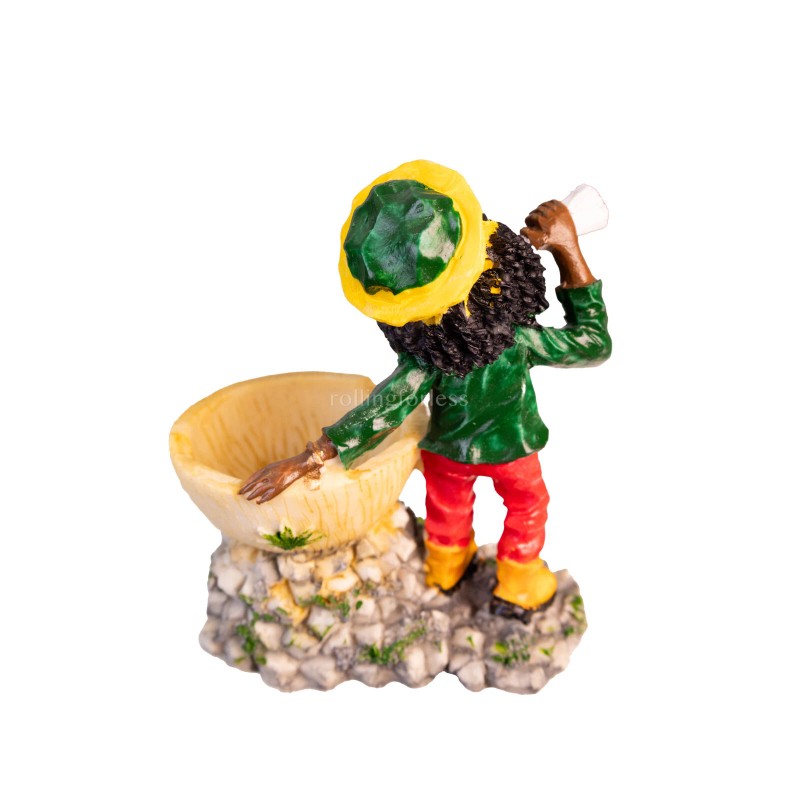 4.75" Small Rasta Jamaican Man Holding Bowl Polyresin Ashtray Decoration