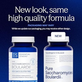 OuToorDoor Essential Stacks Pure Saccharomyces Boulardii Probiotic - Gluten, Dairy & Soy Free - 5 Billion CFUs S Boulardii DBV PG 6763 Strain (60 Caps