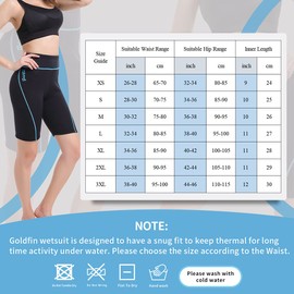 GoldFin Women Wetsuit Shorts, 2mm Neoprene Shorts Swim Pants for Water Aerobics Surfing Diving Swimming Snorkeling Floating Canoeing (Black with Blue Stripe, M)