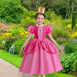 Alaiyaki Princess Cosplay, Kids, Princess Dress, Costume, Crown, Gloves, Magic Wand, Accessories, 8-Piece Set, Princess, Costume, Kids, Girls, Halloween, Birthday, Party, Recital, Performance, School