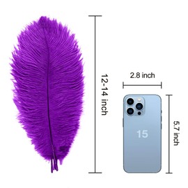Piokio 40 pcs Natural Purple Ostrich Feathers 12-14 inch(30-35 cm) Bulk for Wedding Party Centerpieces and DIY Clothes Decoration, Gatsby Decorations
