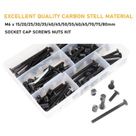 Baby Bed Crib Screws Hardware Replacement Kit, binifiMux 114pcs M6x15/20/25/30/35/40/45/ 50/55/ 60/65/ 70/75/ 80mm Hex Drive Socket Cap Screws Barrel Nuts Assortment Kit for Beds Chairs Furniture