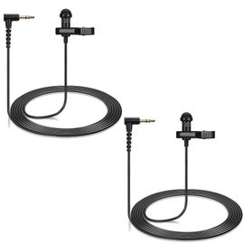 2-Pack Lavalier Microphone Compatible with DJI Mic 2 and Rode Wireless Pro/Wireless Go 2 ii Microphone Transmitters - 90 Degrees L-Shaped 3.5mm Omnidirectional Lapel Lav Mic for Vlog Interview