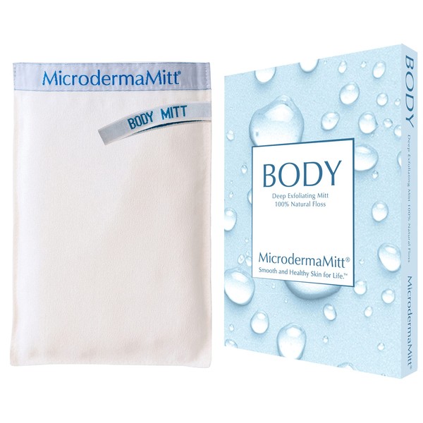 MicrodermaMitt Exfoliating Mitt Dead Skin Remover for Body, Exfoliator Glove, Exfoliating Body Scrubber, Reveals Smoother Skin, Improves Uneven Skin Texture, Natural Plant Floss, Long Lasting
