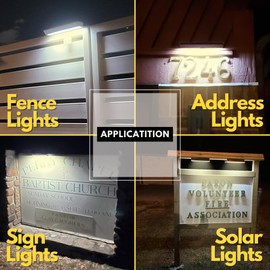 Solar Sign Lights Outdoor, LED Solar House Number Light, Solar Sign Light for Real Estate Signs, 13" Warm White Floodlight, IP65 Waterproof, Dusk to Dawn, Homeowners, Airbnb, DIY Use