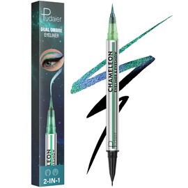 Pudaier Black and Chrome Waterproof Liquid Eyeliner, Stay All Day Eye Liner Pen with Precise Tips for Women, Smudge-Proof & Transfer-Resistant, Vegan & Cruelty-Free