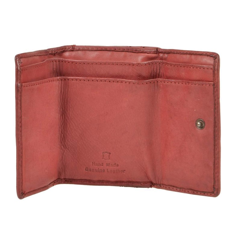 Bear Design Mini Leather Wallet 10 x 7.5 cm Red,