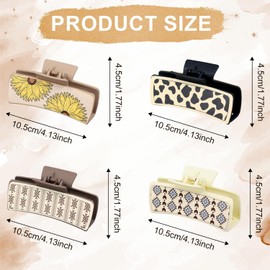 4PCS Western Hair Clips，FUNPEER Leather Hair Clips Western Claw Clips,Cow Print,Retro Print Western Claw Clips,Country Hair Stuff for Women Girls (c)