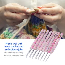 8Pcs Crochet Hook Set, Ergonomic Soft Grip Crochet Handles Yarn Knitting Needles for Arthritic Hand (Smash Flower)