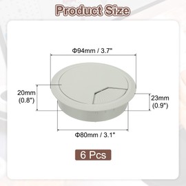 PATIKIL 3 Inch Desk Grommet, 6Pcs Cable Grommet Wire Management Cable Hole Cover Cord Organizer for Office Home Table Countertop, Gray