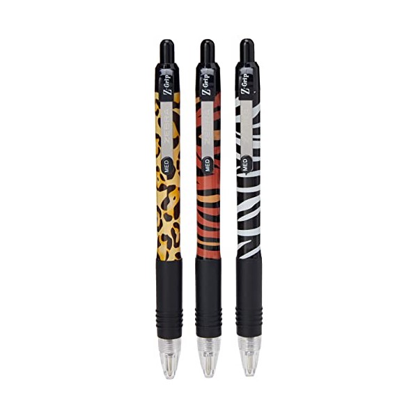 Zebra Z-Grip Black Ink Funky Animal Print Ballpoint Pen - (Pack of 5)