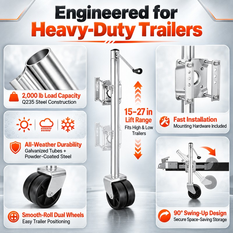 Trailer Jack for RVs & Boats – 2,000 lb Capacity