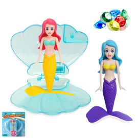 Aisszhao 2pcs Mermaids Pool Diving Toys Set with Shell Gem Toys,Swimming Pool Sinking Toy Mermaid Underwater Diving Toy,Kids Swimming Pool ToyAccessories,Diving Games Training Girls MermaidGifts